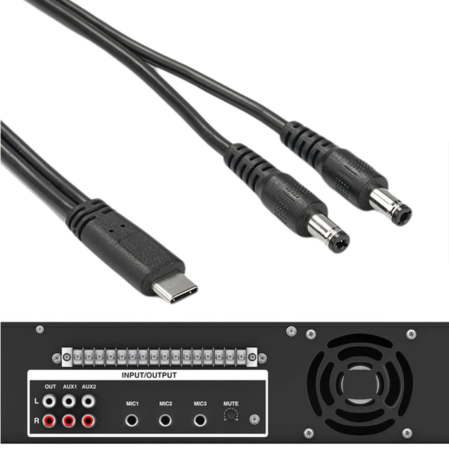 Convertidor de Audio estéreo USB tipo C macho a Dual 2 RCA macho, Cable divisor Y para amplificador de potencia, altavoz de cine en casa para coche, 1 ud.