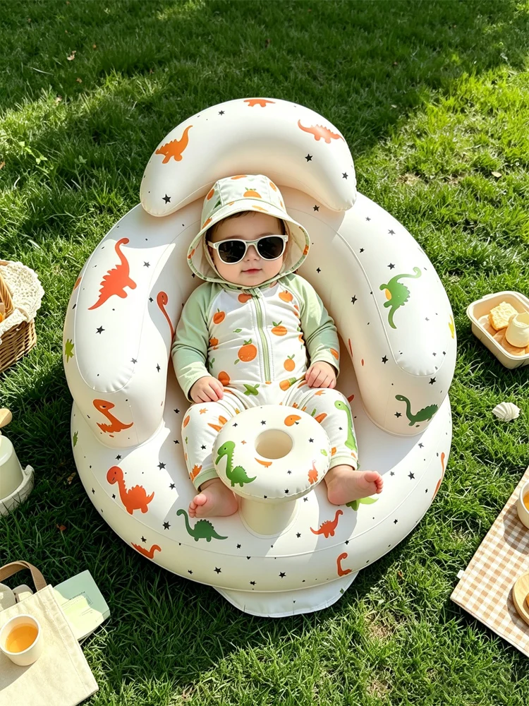 Opblaasbaar babyzitje Badkamerbank Baby-eetstoel Badkruk Baby-rugsteun Fauteuil Vloerstoel Ingebouwde luchtpomp