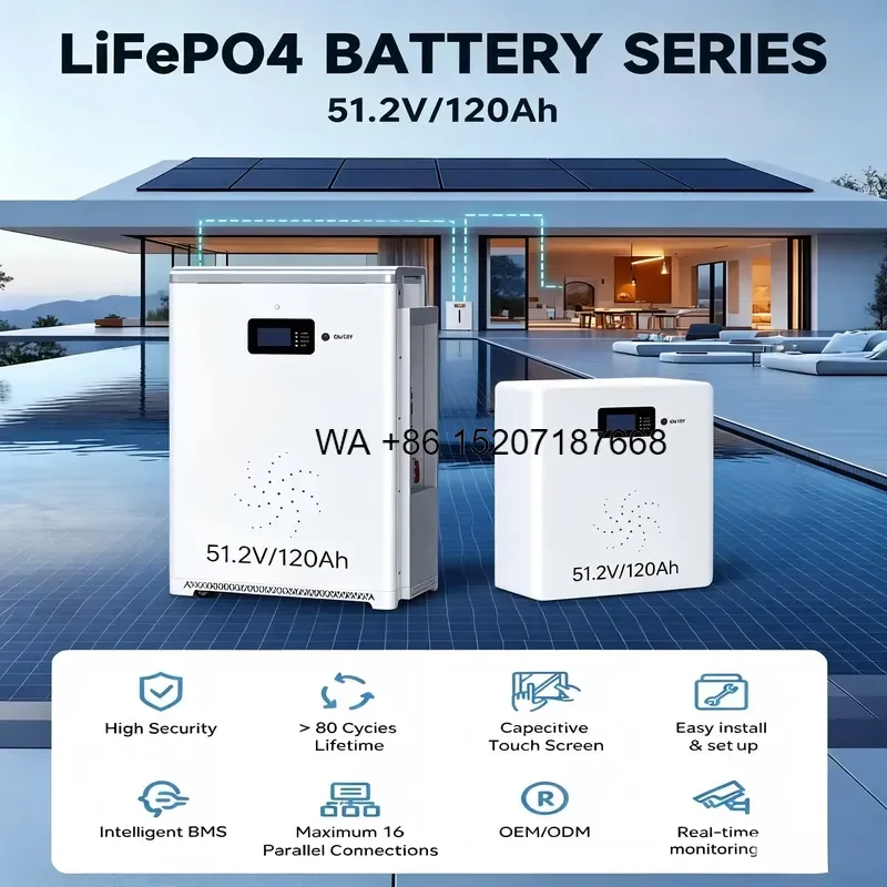 Wmwmnu 5KWh Solar Battery Pack with Intelligent LCD Display BMS Protection Supports Parallel Connection Off Grid Solar Energy