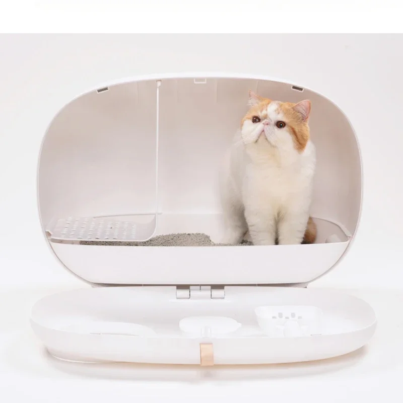 Cat Litter Box Semi Enclosed Cats Toilet Large Space Cat Litter Tray Drawable Sand Basin Multi Color Arenero Gato Pet Supplies