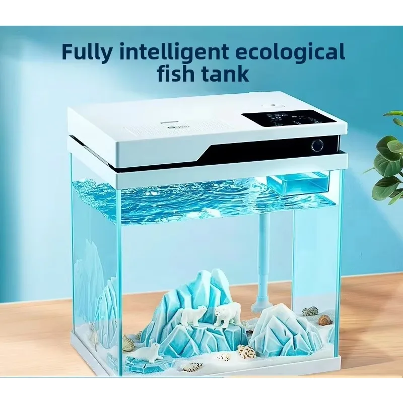 Smart Aquarium with Aroma Humidifier Top Filtration 7-Color LED Quiet Pump for Home Bedroom Office