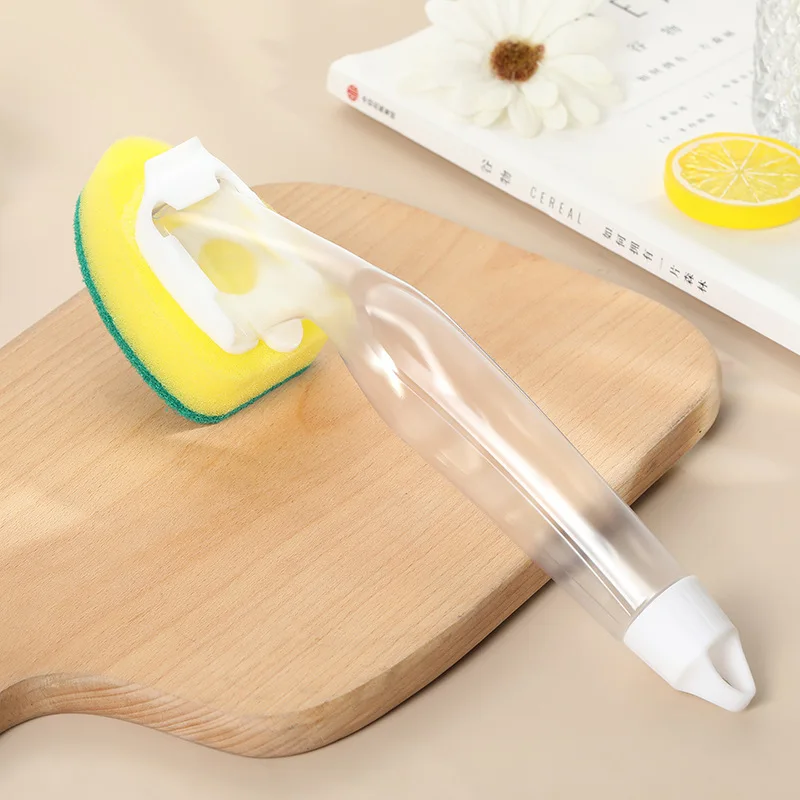 

25cm Detachable Sponge Cleaning Brush - Refillable Dish Scrub with Handle