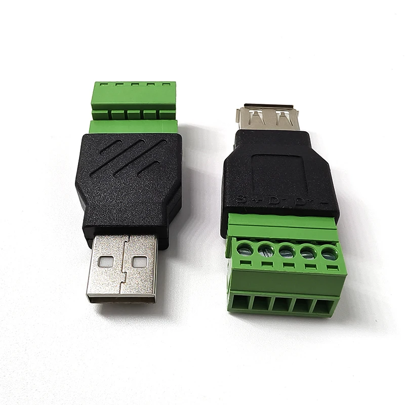 1PCS USB 2.0 A Male and Female Adapter to 5 Pin Screw Connector USB No Soldering Required USB2.0 Adapter Breakout Board