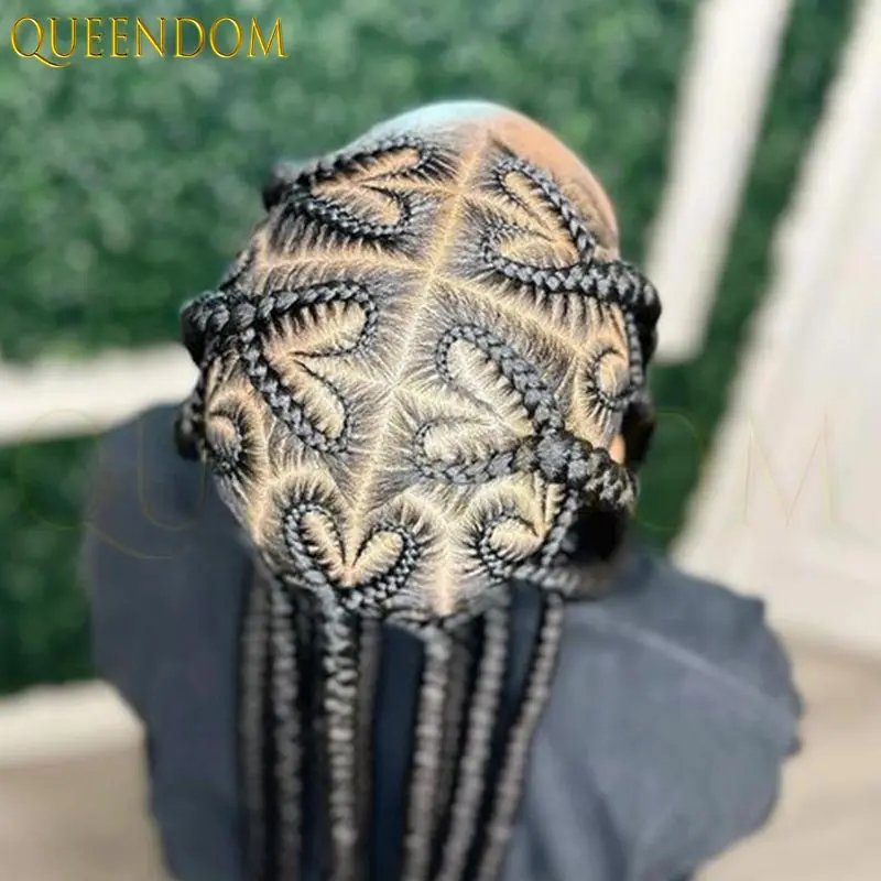 

36-дюймовый парик в форме сердца, полный кружевной парик для чернокожих женщин, синтетические искусственные локоны, коса богини, двойные кружевные косички, плетеные парики из волос