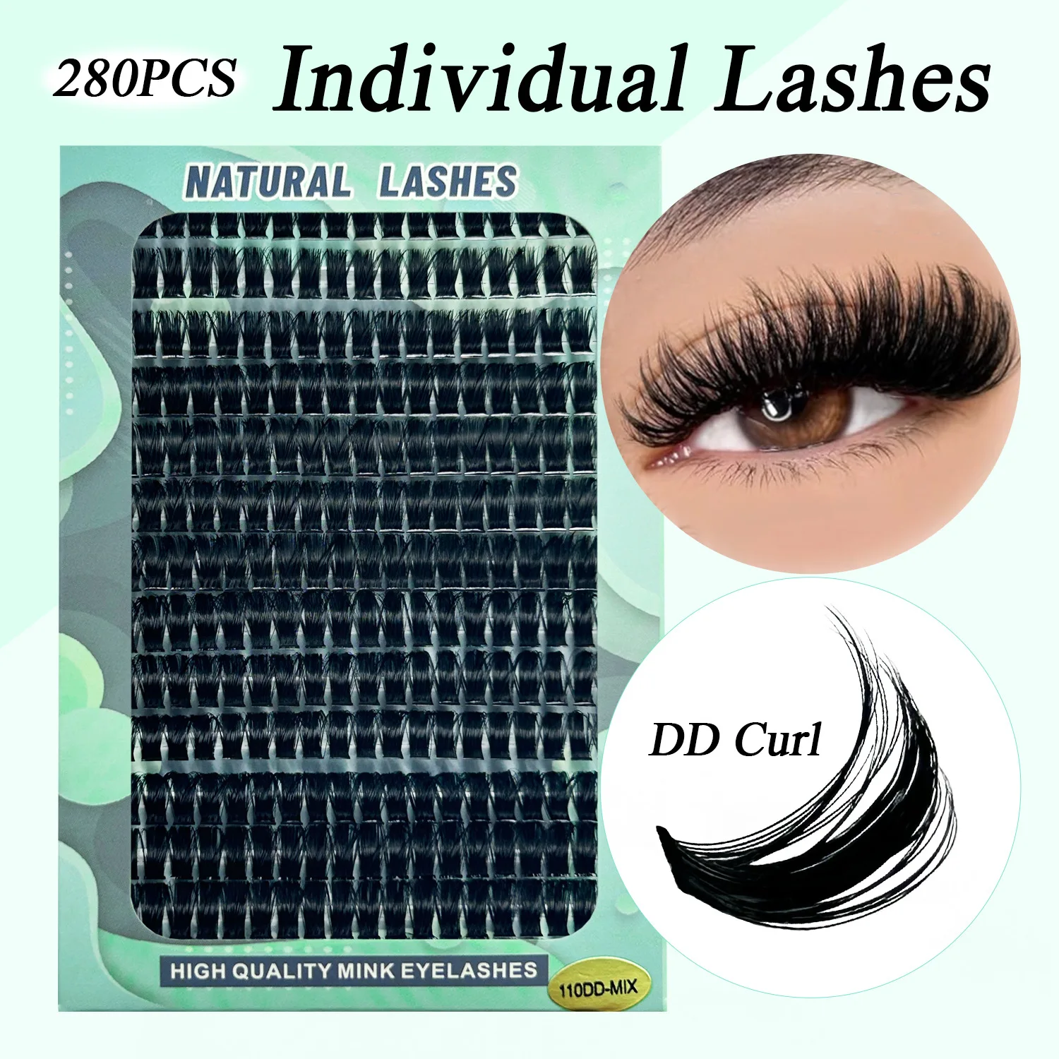 110D DD Curl Eyelashes Extension Natural Thick Mink Faux Eyelash 3D Fluffy Russia Individual Makeup Lash Cluster Lashes