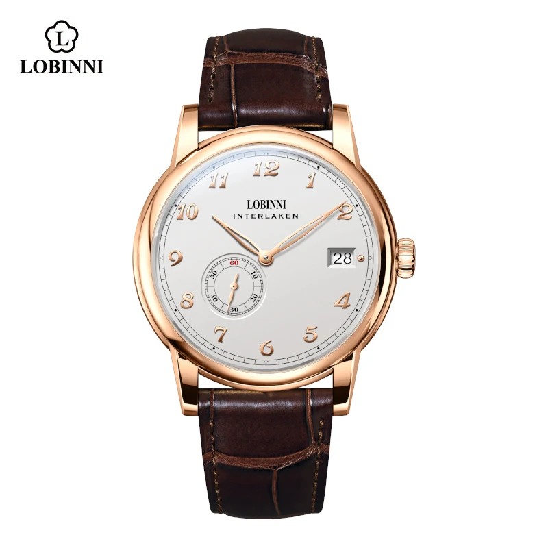 LOBINNI Luxus-Mikrorotor-Uhrwerk Design Top-Marke Business Saphirglas 5 Bar Herren Automatikuhr als Geschenk