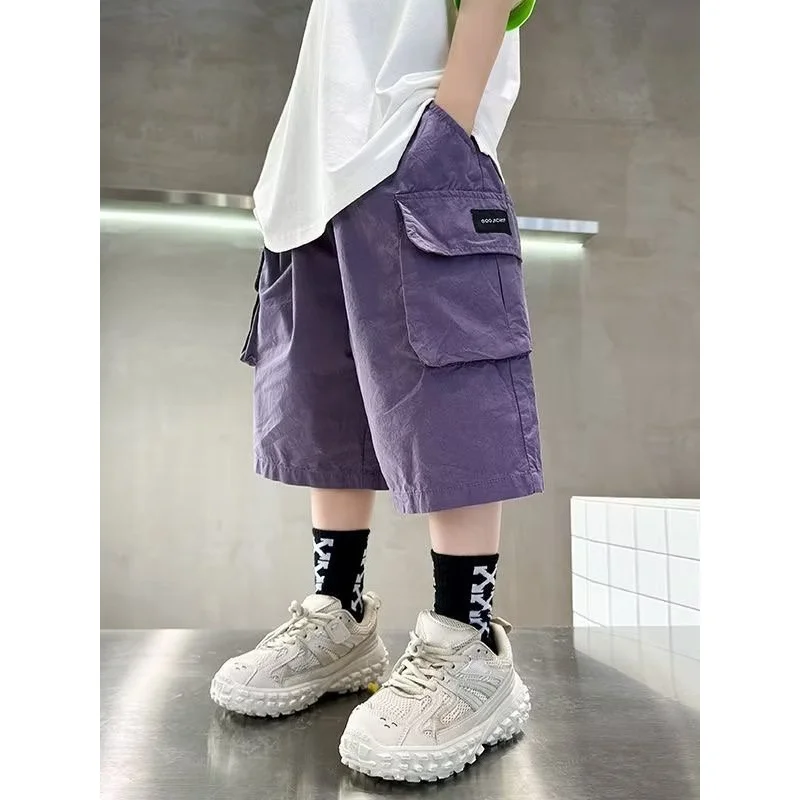 

Boys' Cargo Shorts Summer New Trendy Children's Summer Wear Boys' Casual Shorts Mid-Length Pants Big Kids Five-Point Pants