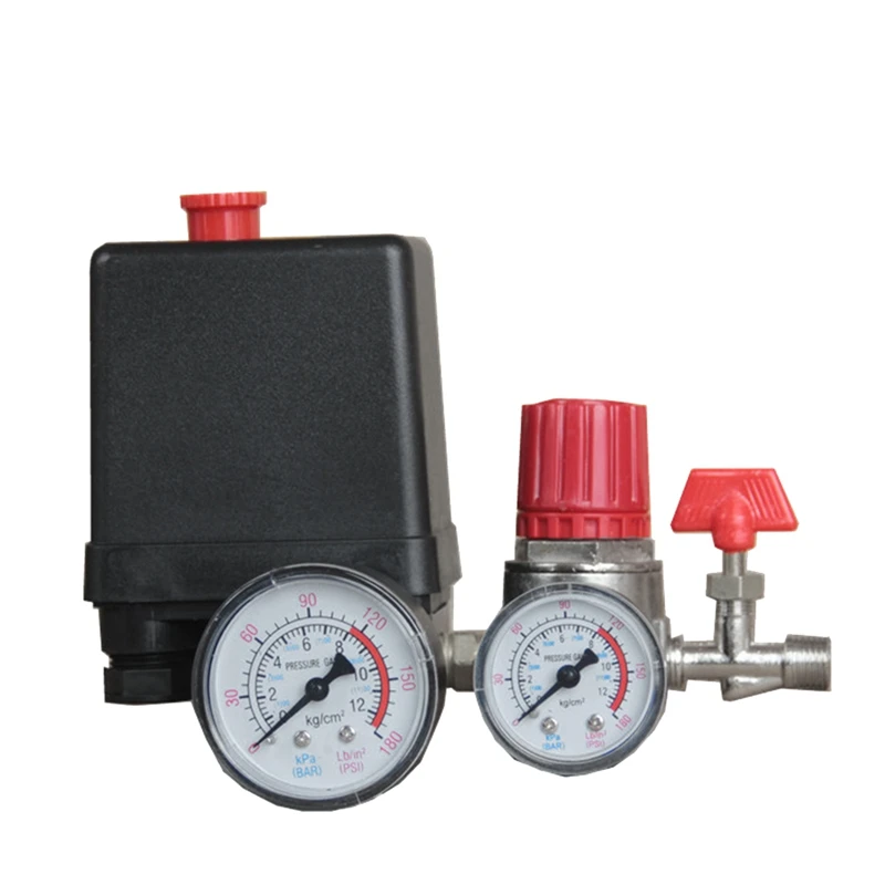 

Air Compressor Switch Air Compressor Pressure Switch Control 15A 240V/AC Adjustable Air Regulator Valve Compressor Four Holes