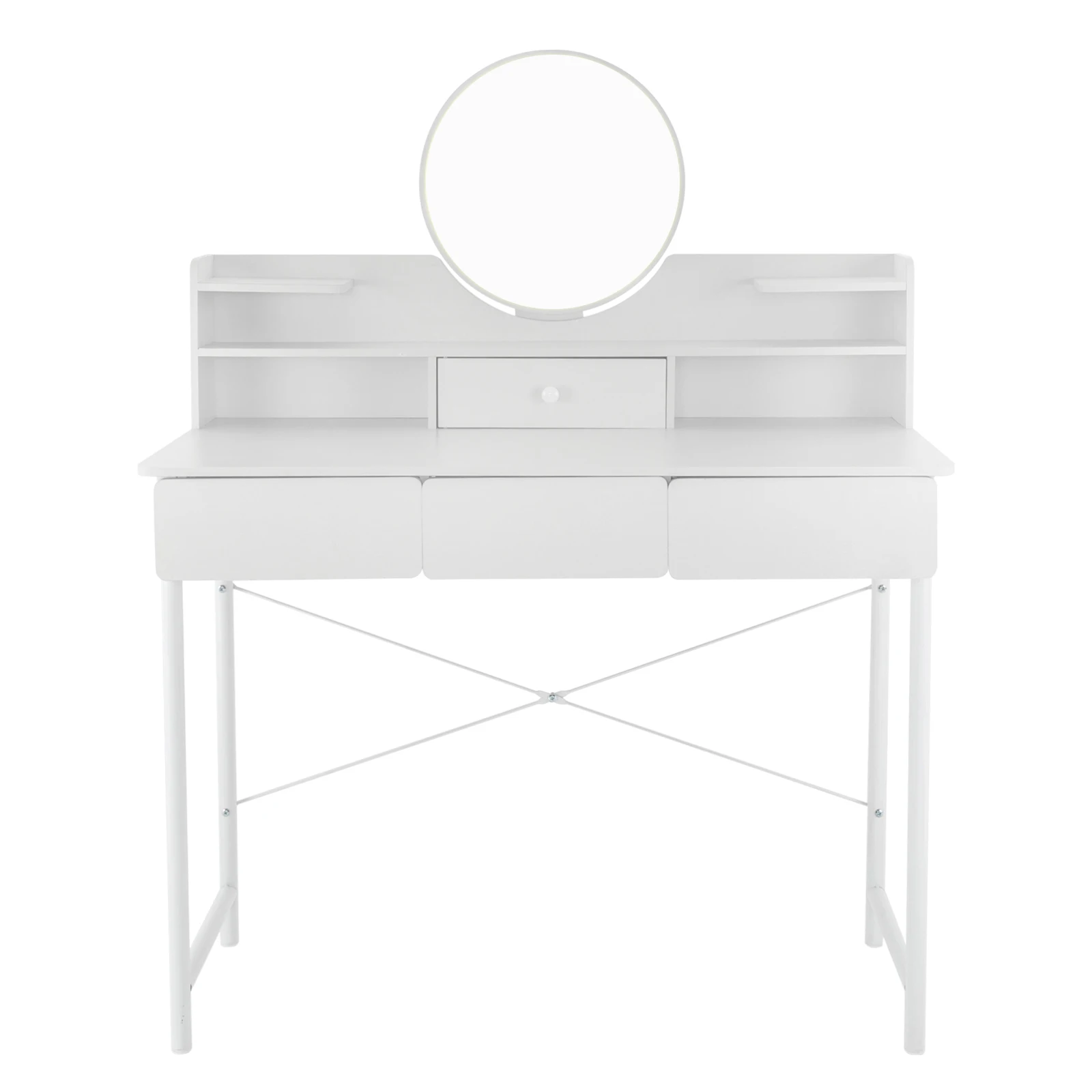 Table de maquillage blanche en élasthanne, bureau avec 3 portes et 1 porte