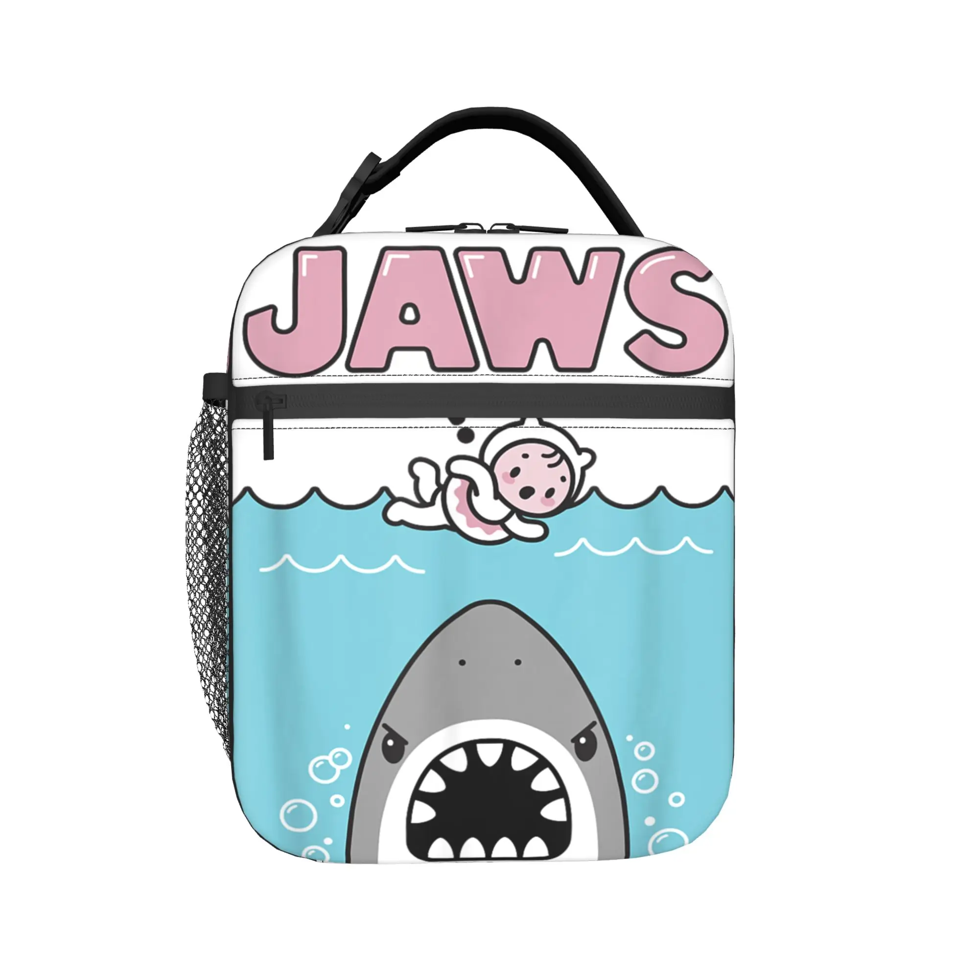 Jaws 50th Anniversary Poster-Cute Lunch Bag Travel Portable Zipper Tote Food Bags For Girls  Oxford Graphic Design Cooler Bag