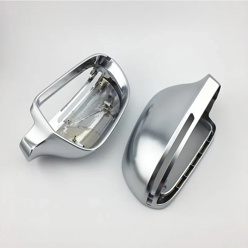 2PCS/SET B8 Rearview Wing Mirror Cover for AUI A3 S3 Q3 A4 S4 A5 S5 A6 S6 A8 S8 ABS Silver Chromed no Assist