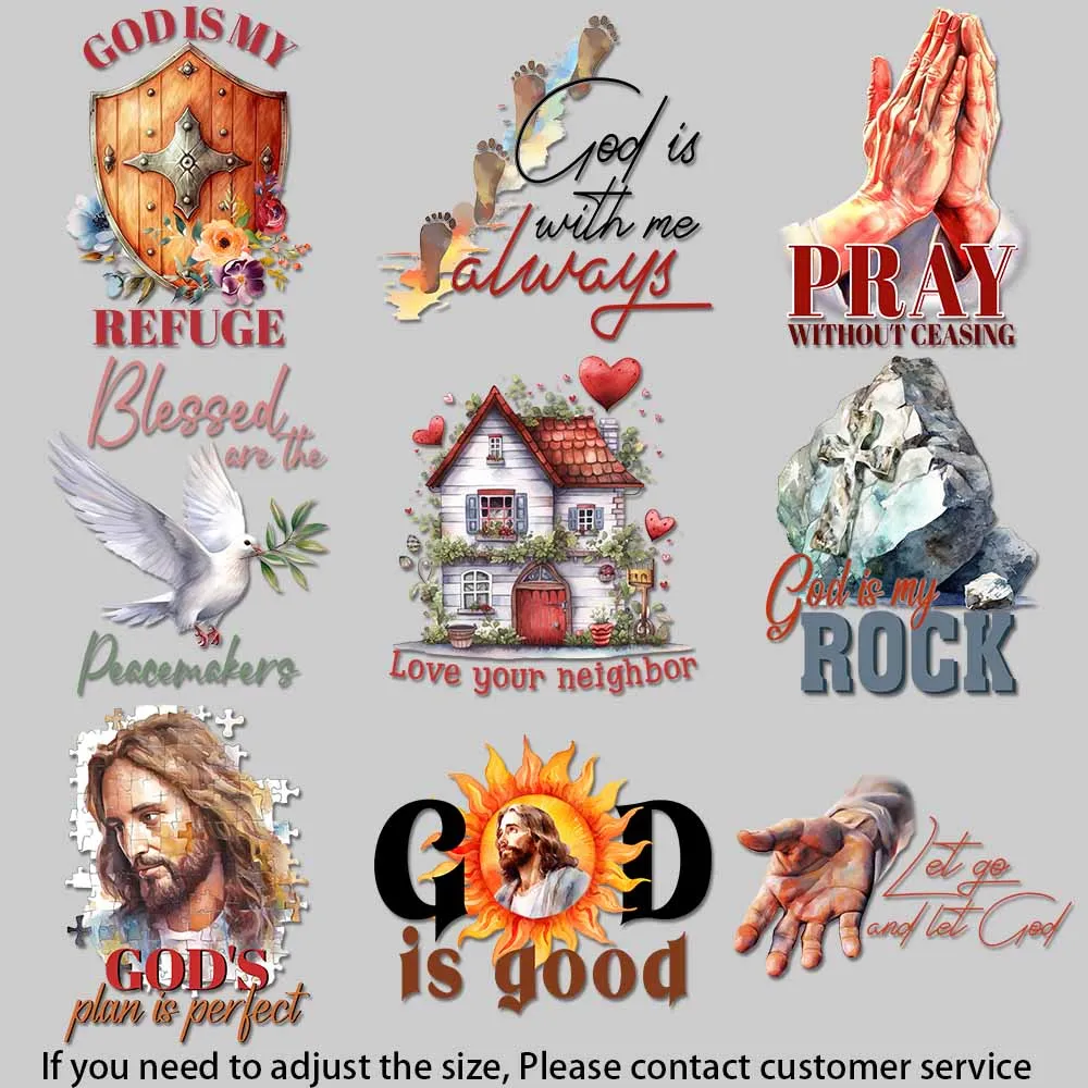 Praying hands religious graphic Heart cross love quote art Iron-on Transfers for Clothing Easy-to-Apply Transfer Designs