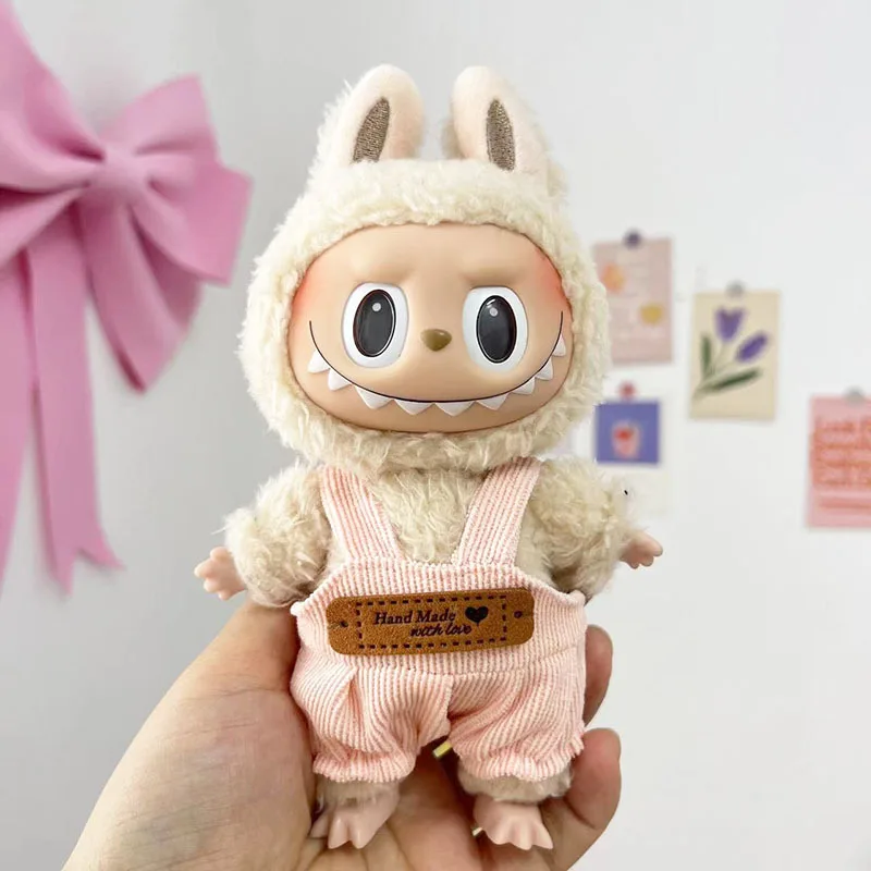 17cm Labubu Doll Clothes Bib Pants Hoodies Doll Accessories Cute Clothes Fashion Korea Kpop Exo Labubu Jumpsuit DIY Girl Gift