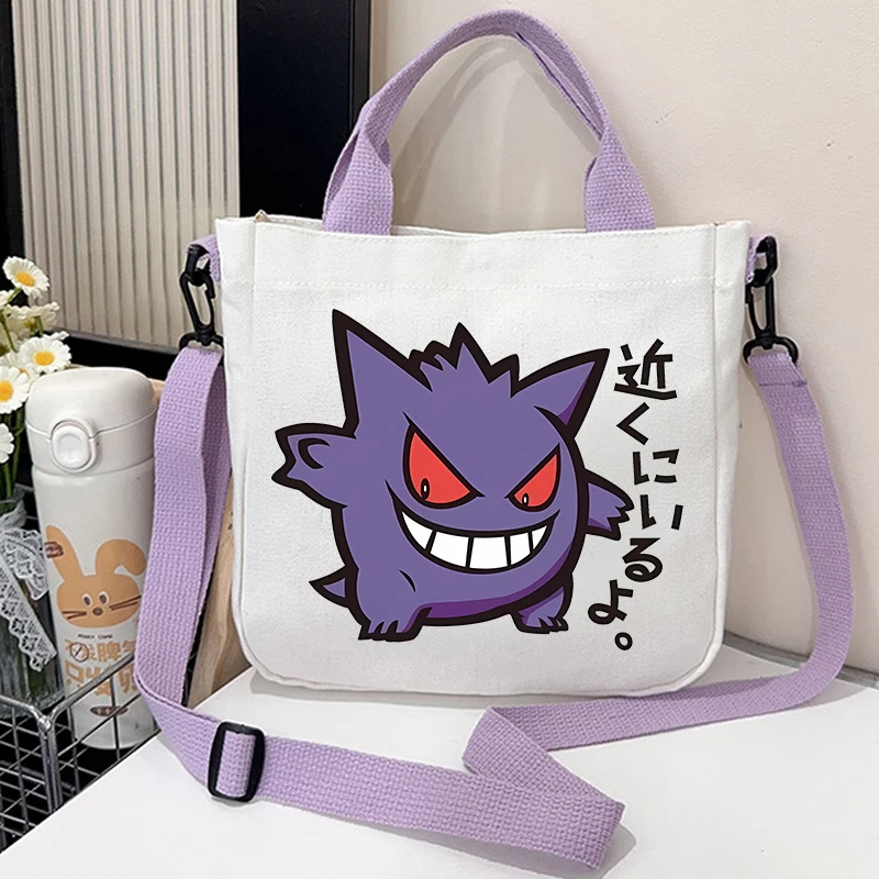 

Pokemon Canvas Shoulder Bag Anime Pikachu Gengar Crossbody Bags Probable Sports Large Handbags Simple Tote-bag Boys Girls Gift
