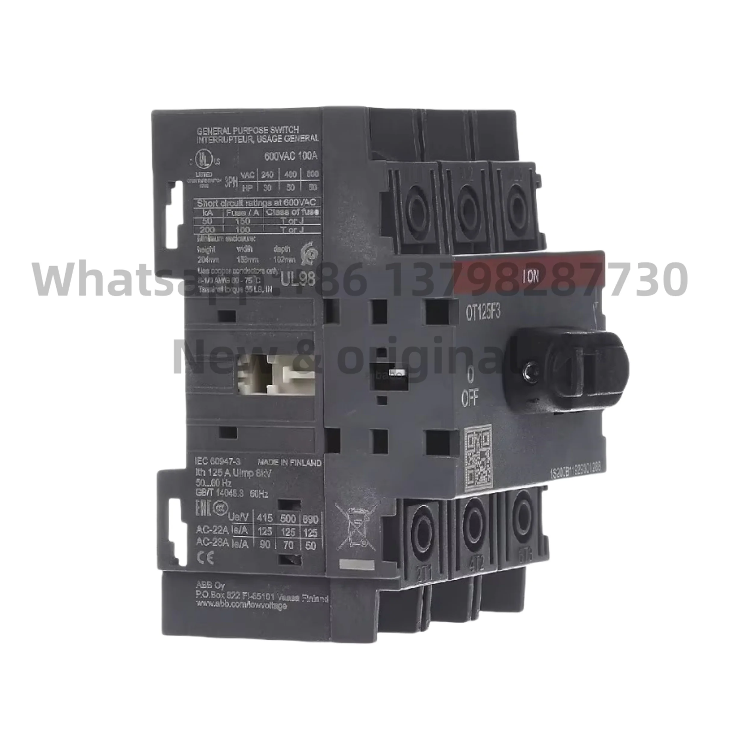 New original Isolation switch OT125F3 3P 125A circuit breaker order number 1SCA105033R1001