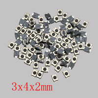 100Pcs 3x4x2mm Tactile Touch Switch 2 Pin SMD PCB Momentary Mini Micro Turtle Tact Push Button Switch