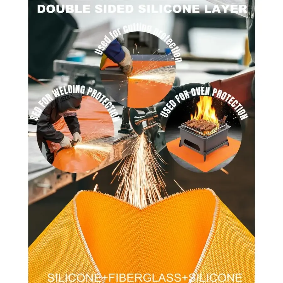 Selimut Las 46 kaki Selimut Api Berlapis Silikon Isolasi Termal Selimut Las Tahan Api