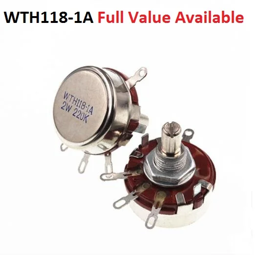 5PCS 1K 2.2K 4.7K 10K 22K 100K 470K 1M 6.8K 330K 1.5K 5.6K 15K 47K 220K 680R Switch Potentiometer WTH118-1A  2W