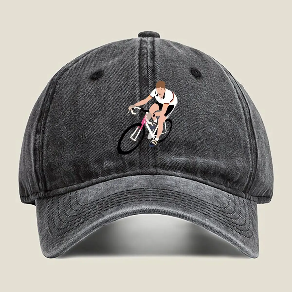 

“Cycling Scene Sports, Biking Graphic Art” Washed Baseball Cap