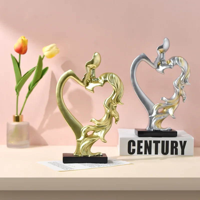 

1 Piece of NORTHEUINS Nordic Abstract Couple Statue Decoration Kissing Deep Love Resin Statue Valentine's Day Gift Decoration