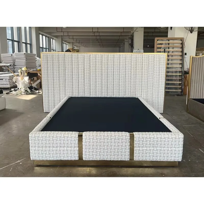 

# Factory Tweed Cover Storage Bed Set with Gas Lift Space-saving Customized
