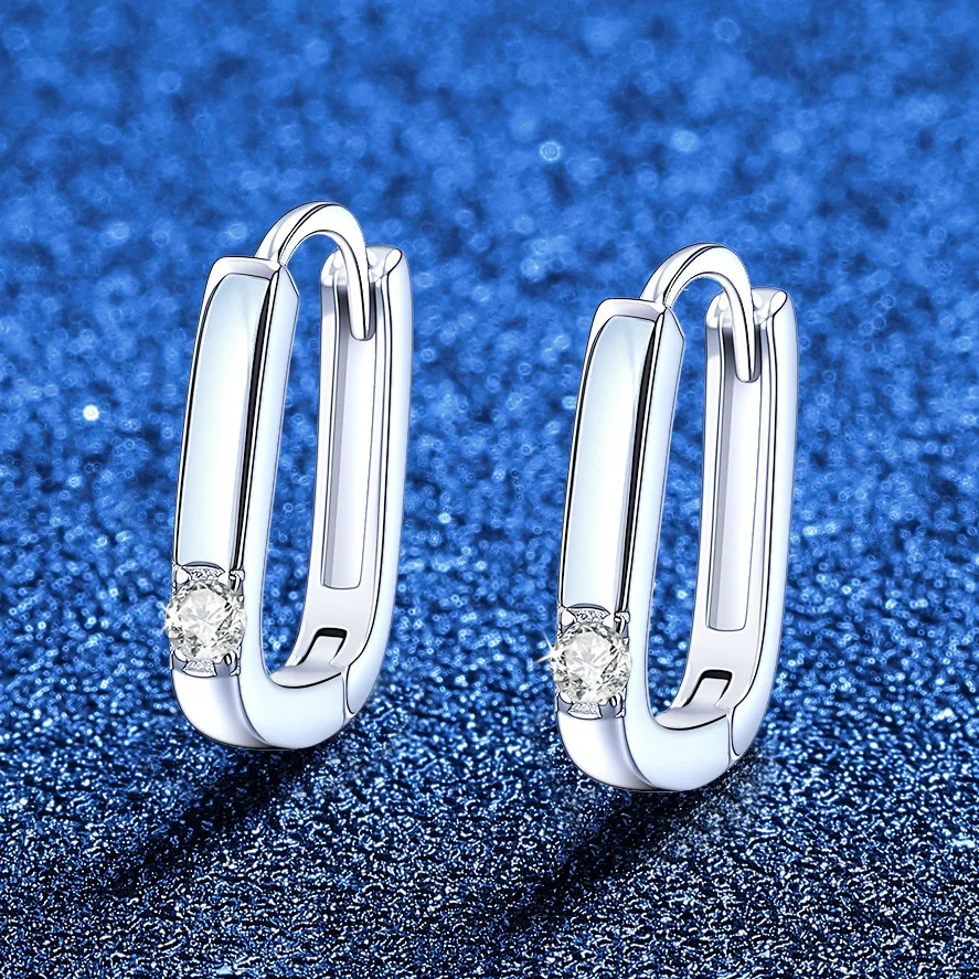 

Banquet Eye-Catching Besarl Elegant Square Ear Clip For Women 0.3ct Moissanite PT950 Platinum, Stunning Party Focus