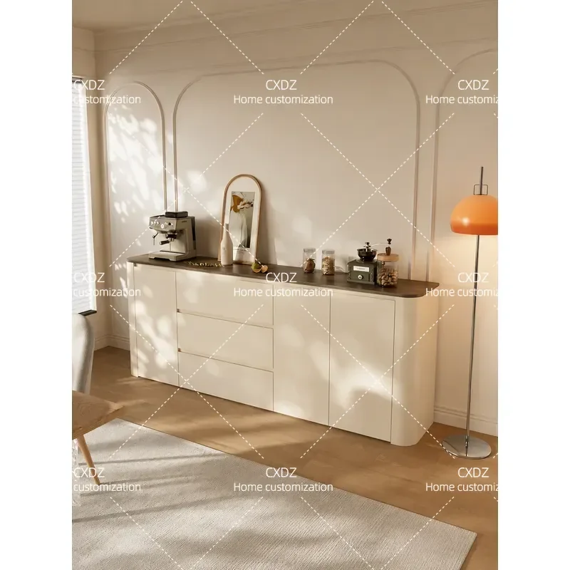 Medieval dining side cabinet integrated storage locker small apartment cream wind tea cabinet living room locker chest