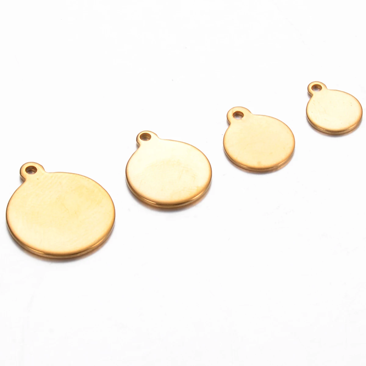 10pcs Stainless Steel Round Disc Engraving Blank Pendant Gold Color for DIY Necklace Jewelry Making Accessories