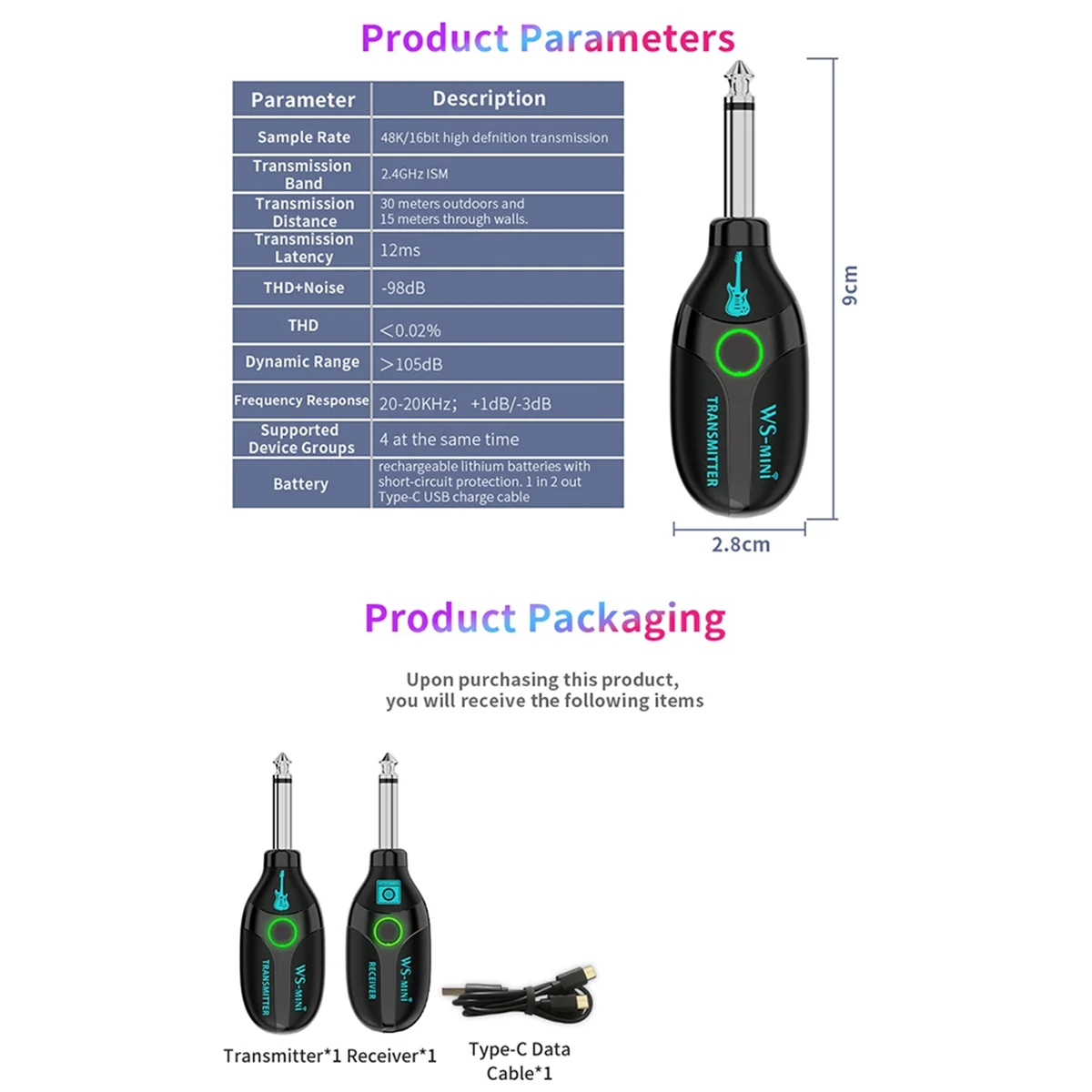 Jamjum Pickup Guitar Wireless Mini Transceiver Effects Pedal Wireless Headphones Bluetooth Mini Amplifier Pedal Adapter