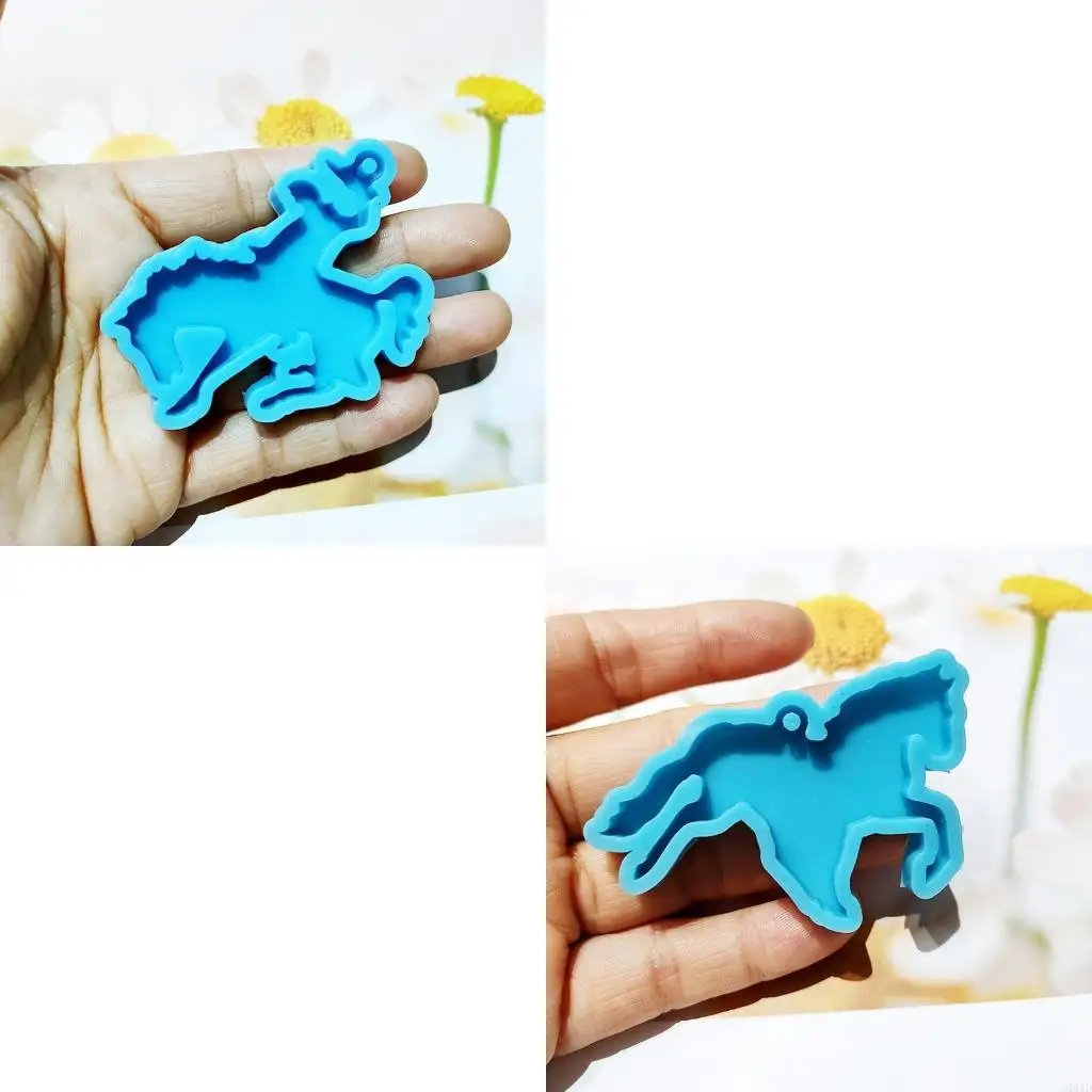 Shiny Glossy Horse Riding Cowboy Hat Keychain Silicone Epoxy Resin Mold DIY Pendant Jewelry for Valentine Gift Craft