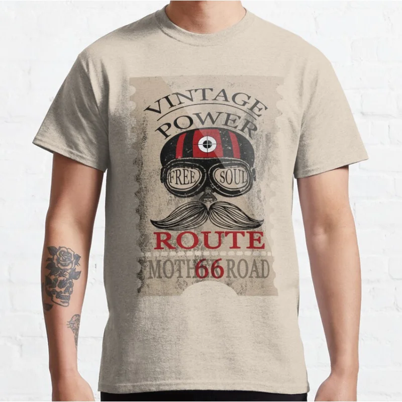 

Vintage Power Free Soul Route 66 Mother Road Novelty Gifts t shirt main street of america Highway Graphic clothes All size Tops