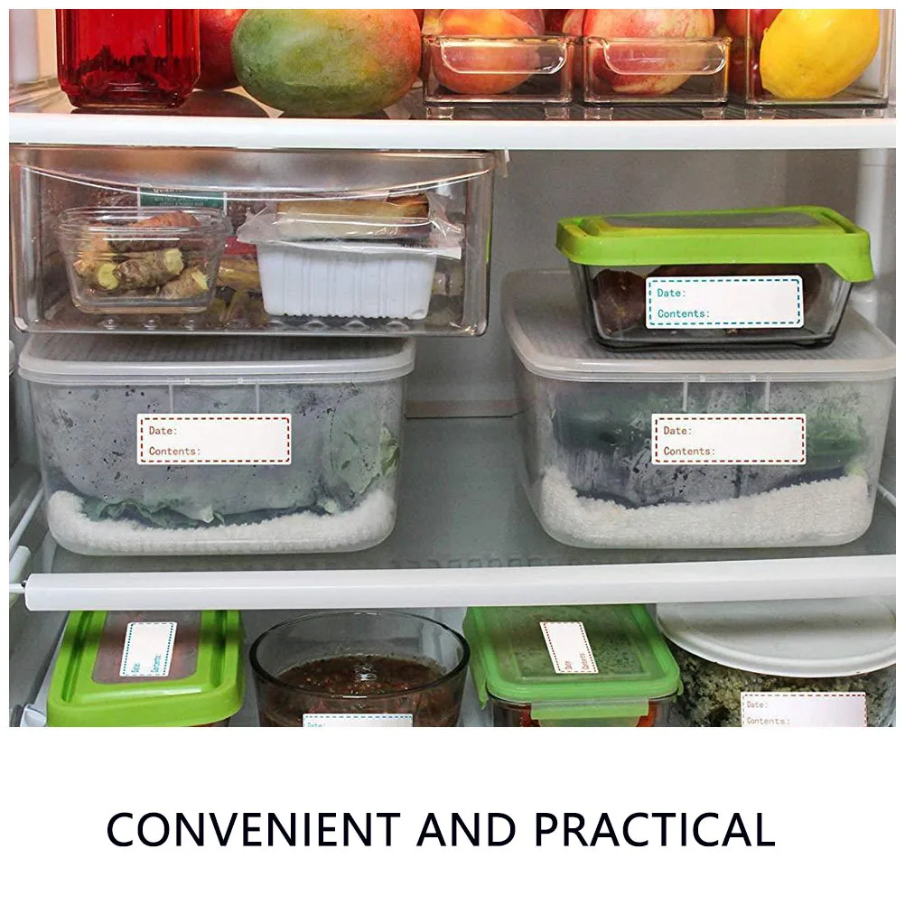 1 rouleau d'étiquettes de stockage des aliments, rappel de contenu de Date, étiquettes autocollantes pour réfrigérateur de cuisine, pour conteneurs alimentaires, étiquettes de contenu de Date