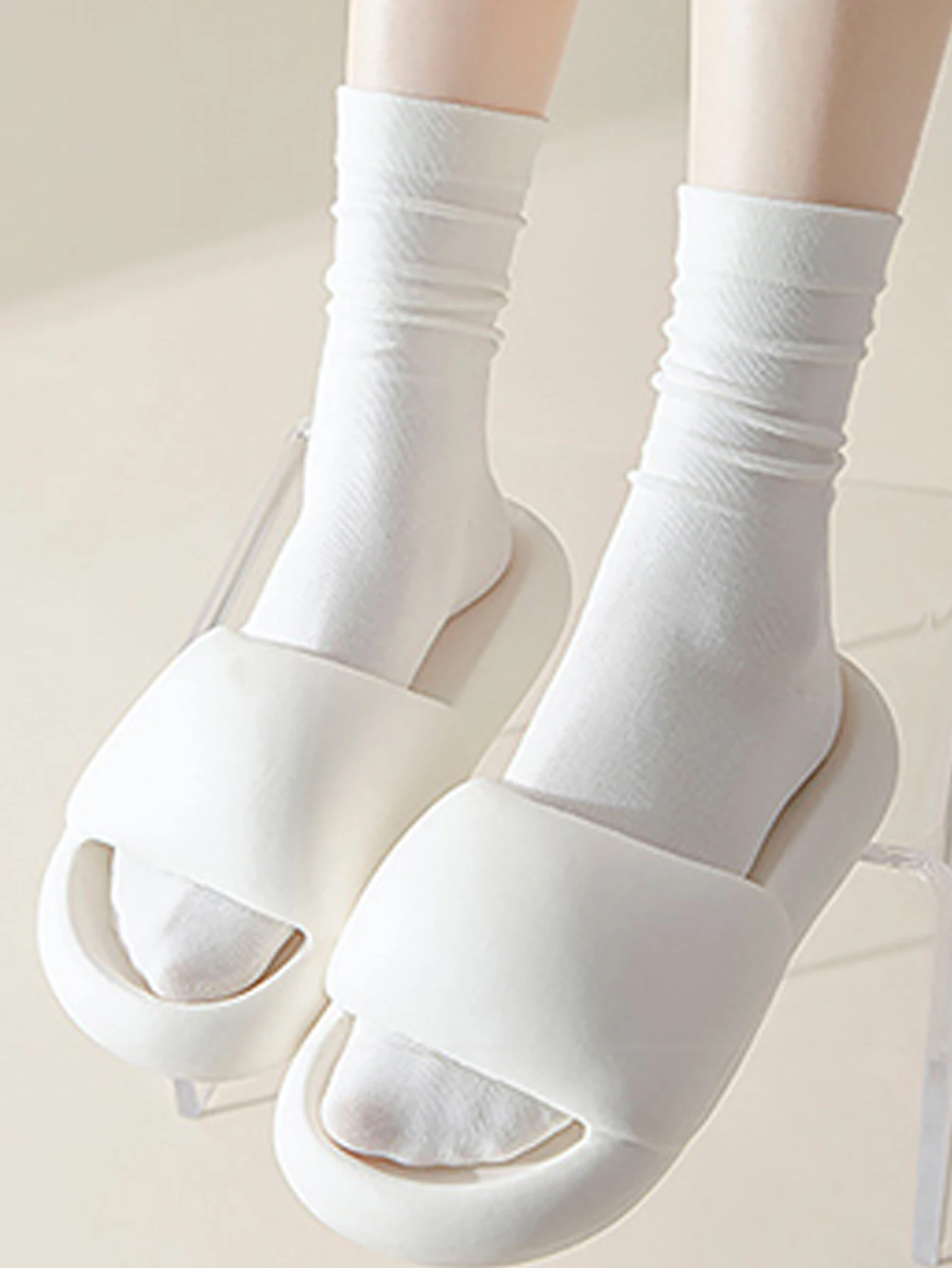 1/5 Paar einfarbige Socken in mittlerer Wadenlänge, weich, schweißabsorbierend, atmungsaktiv, lässig, trendig, vielseitig, für den Alltag, stilvolle Damensocken – Detail 5