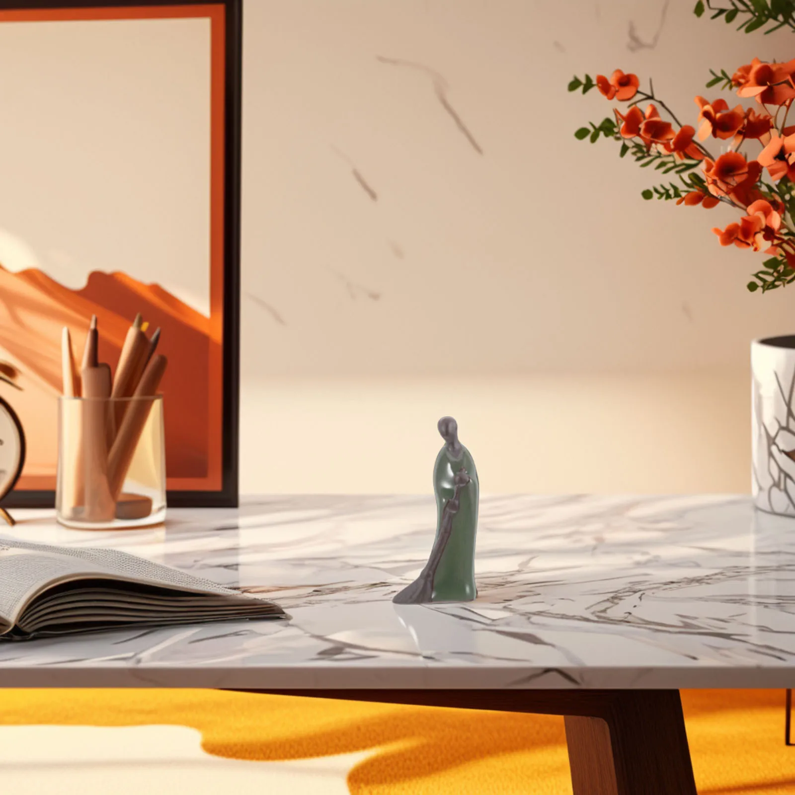 

Small Ceramic Monk Figure for Plant Bonsai Decoration Asian Style Feng Shui Statues Indoor Outdoor Peaceful Environment Desktop