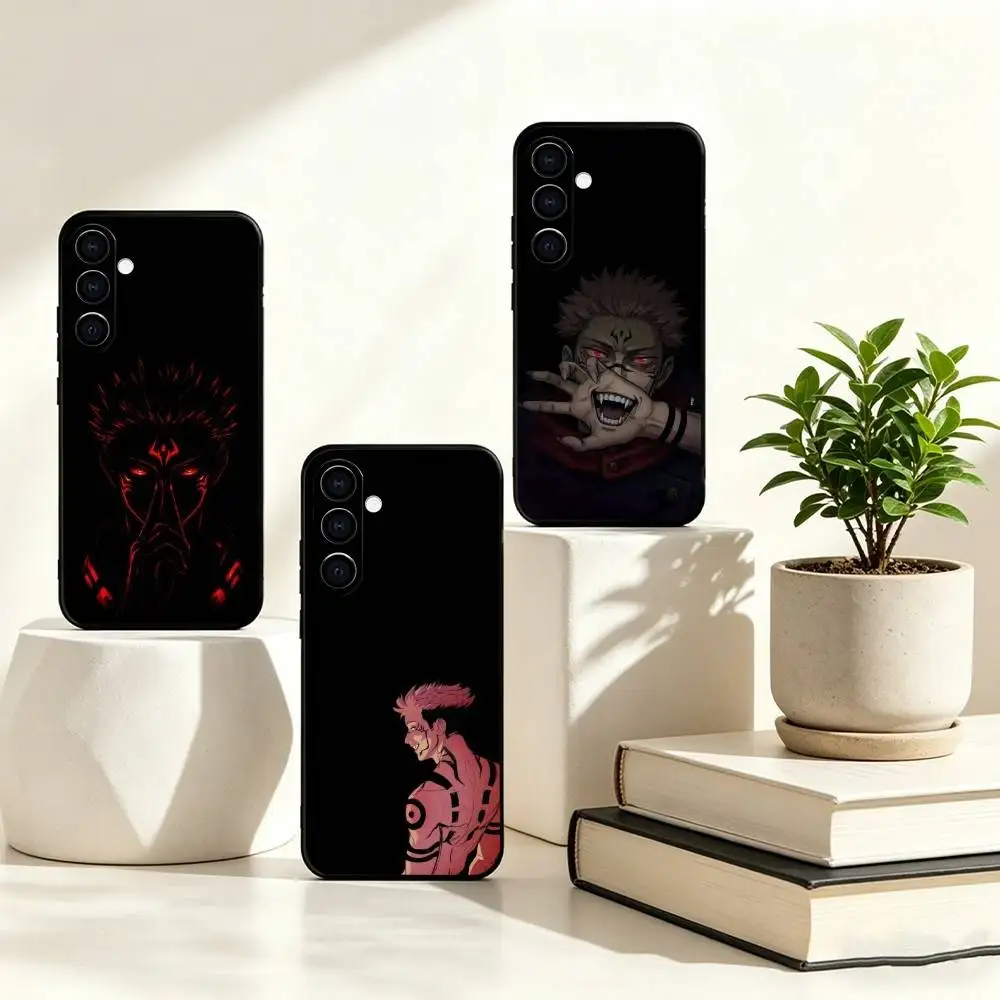 A-Anime Jujutsu Kaisen Ryomen Sukuna Phone Case For Samsung Galaxy A73,A72,A71,A70,A53,A52,A51,Soft Silicone Black Cover