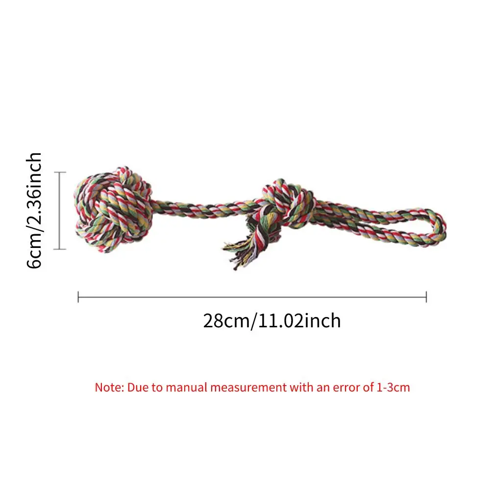 개 및 고양이용 내구성 장난감 매듭 로프 씹기 장난감, 상호 작용 치아 청소 개 용품, 무작위 색상, 1pc
