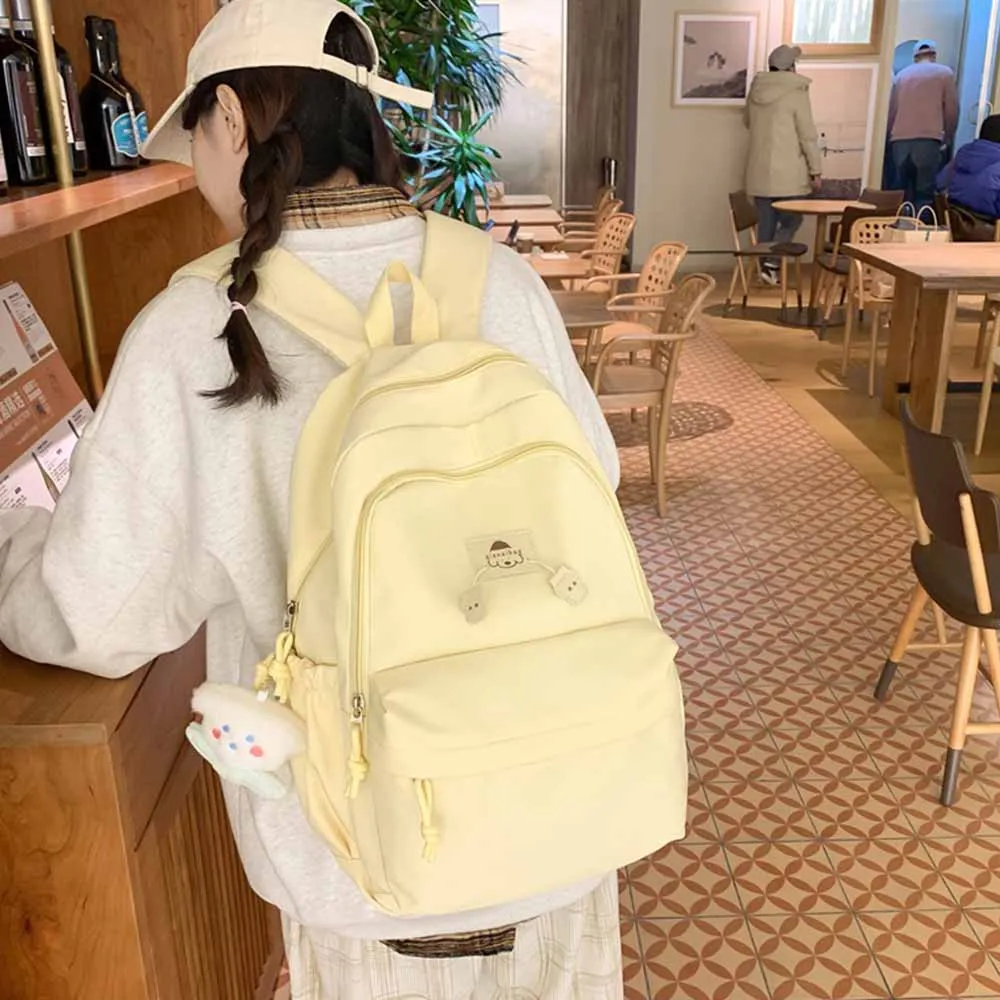 Embroidered Name College Student Solid Color Bag New Large Capacity Boys Girls Outdoor Travel Backpack Custom Any Text Gift Bag