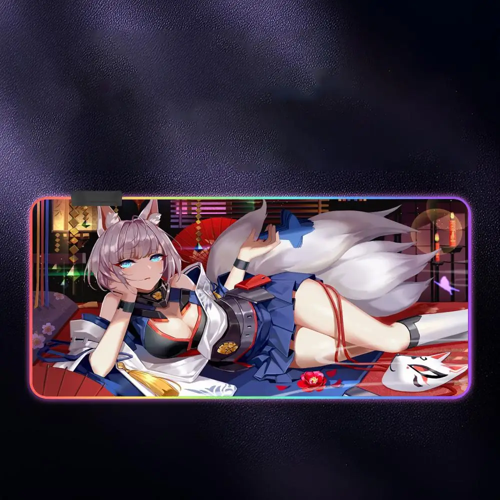 B-Bismarck Z-Zwei Azur Lane Mouse Pad RGB Gaming Mousepad LED Large Games Mouse pads XXL Keyboard Pad Luminous Desk Mat Backlit