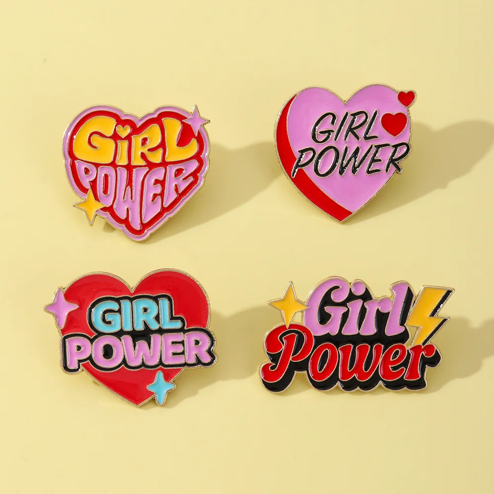 

Creative Cartoon Anime Merchandise Metal Brooches Girl Power Heart-Shaped Design Backpack Accessories Fashion Gifts