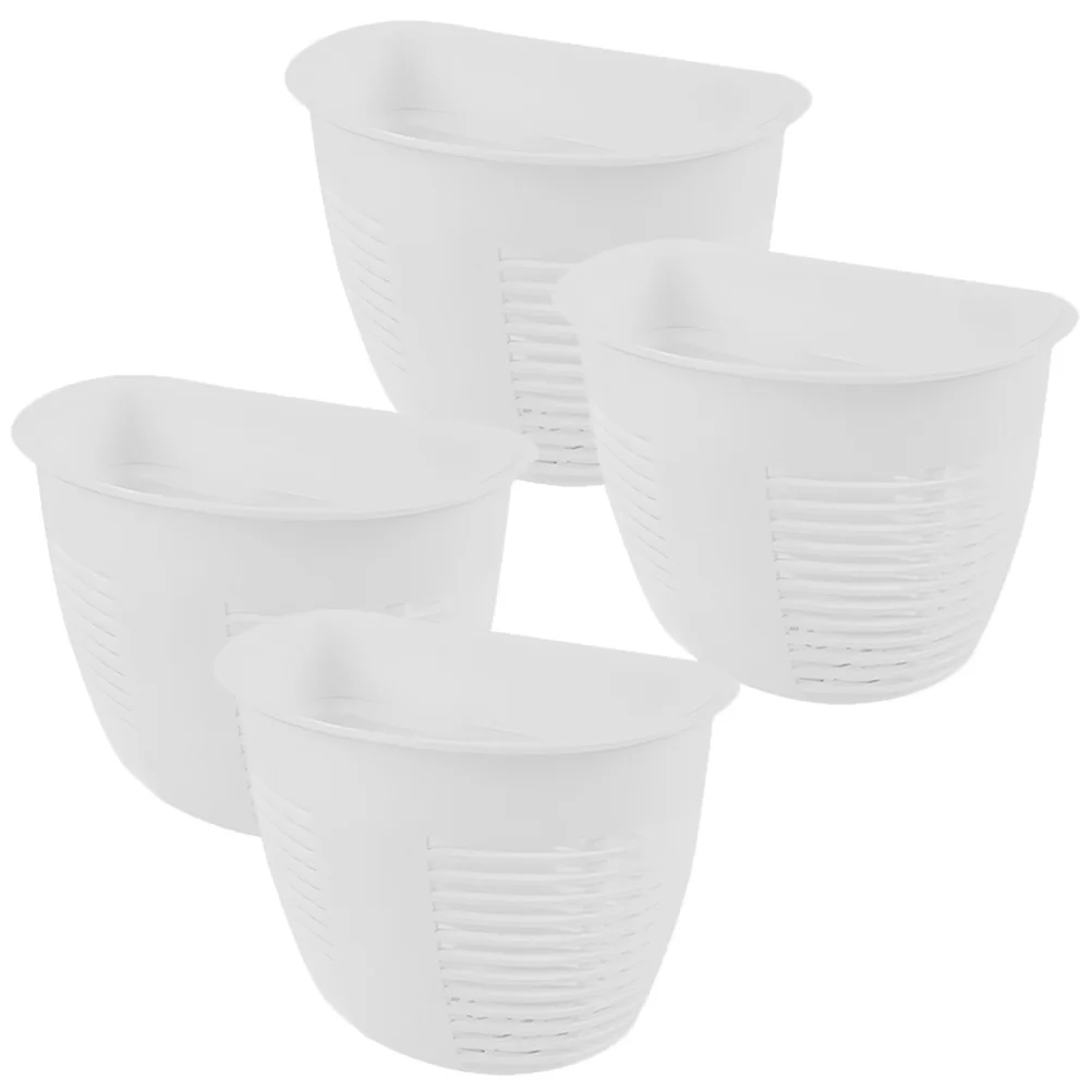 4 قطعة سلة تخزين مثبتة على الحائط بدون حفر منظم مطبخ الحمام تصميم تصريف متعدد الوظائف أبيض أنيق موفر للمساحة #4