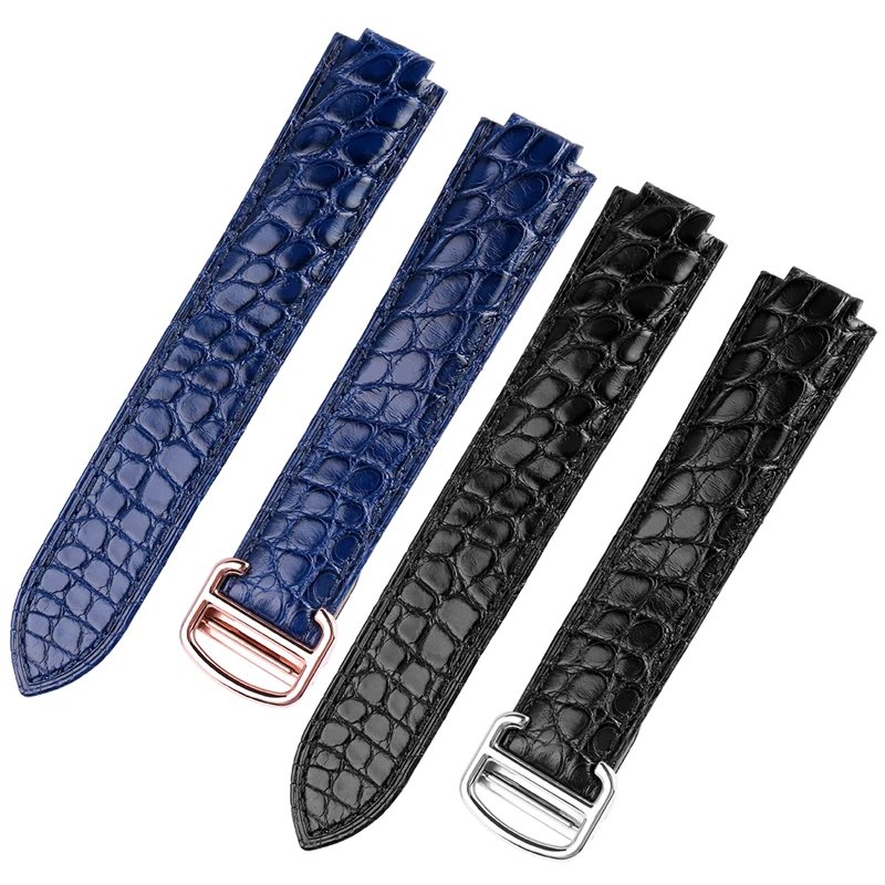 16-8mm 18-11mm 20-12mm Crocodile Lea-ther Watch Strap for Cartier Blue Balloon WSBB0025 W69012Z4 Folding buckle Watchband