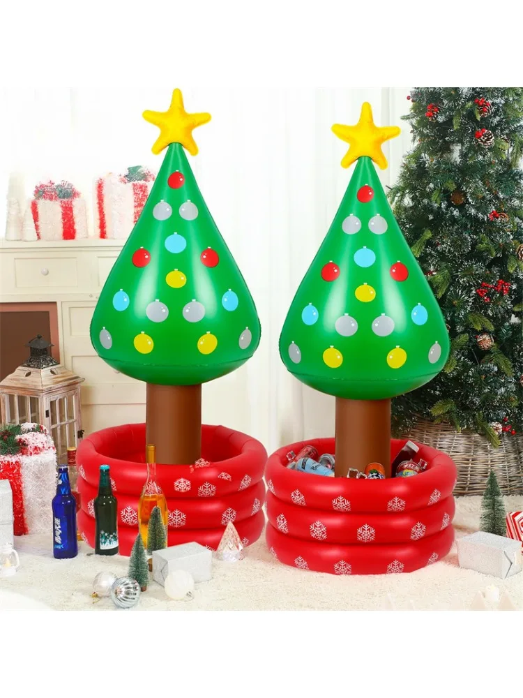 Inflatable Christmas Tree Ice Bucket Drink Cooler Large Capacity Tree Design Inflatable Cooler for Home Party Christmas Decor