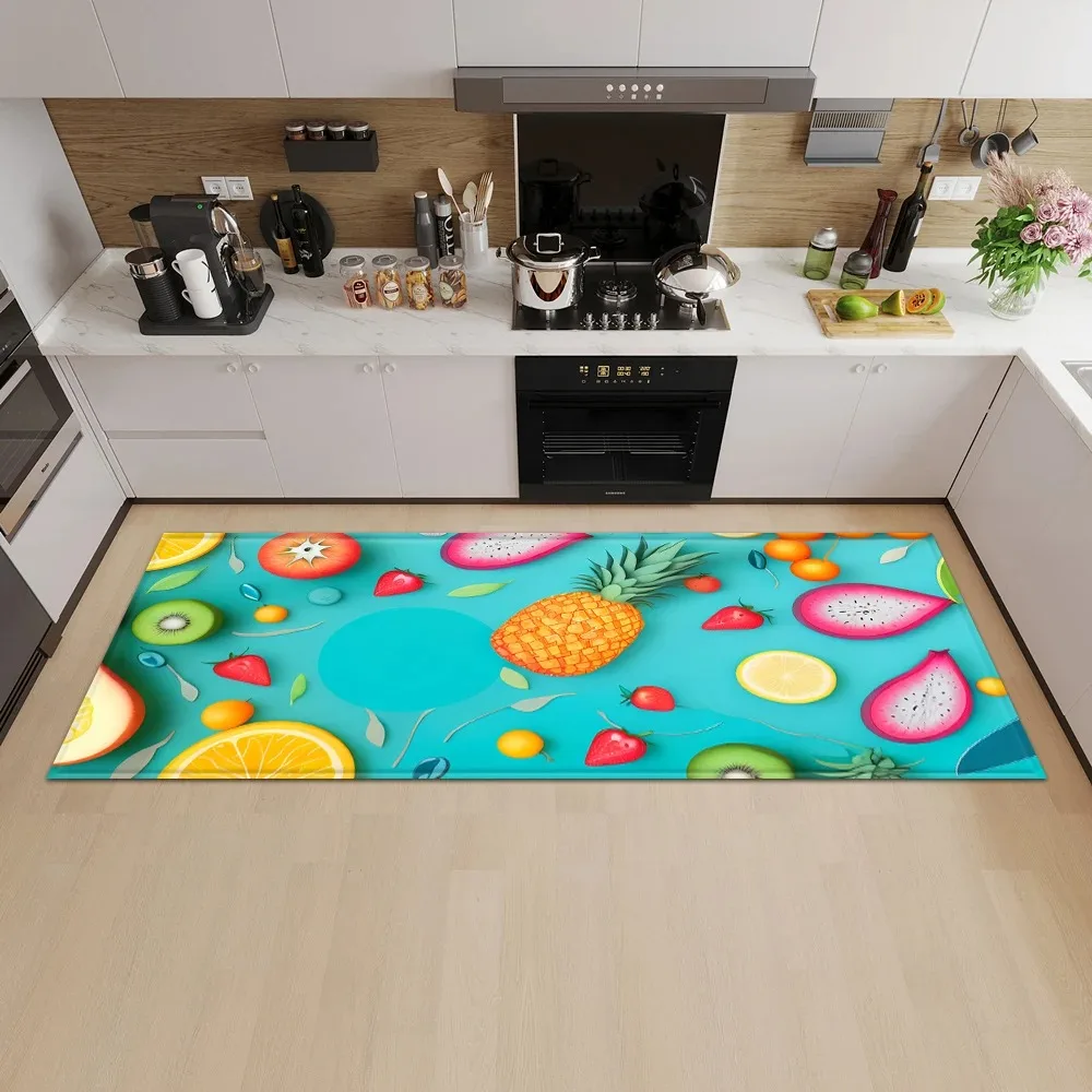Knife and Fork Fruit Pattern Home Kitchen Floor Mat Door Front Decoration Floor Mat
