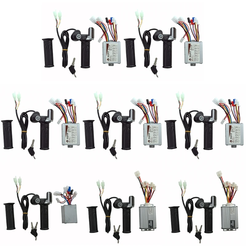 Bicycle Scooter Accessories Motor Brushed Controller & Throttle Twist Grip for Electric Scooter Bicycle