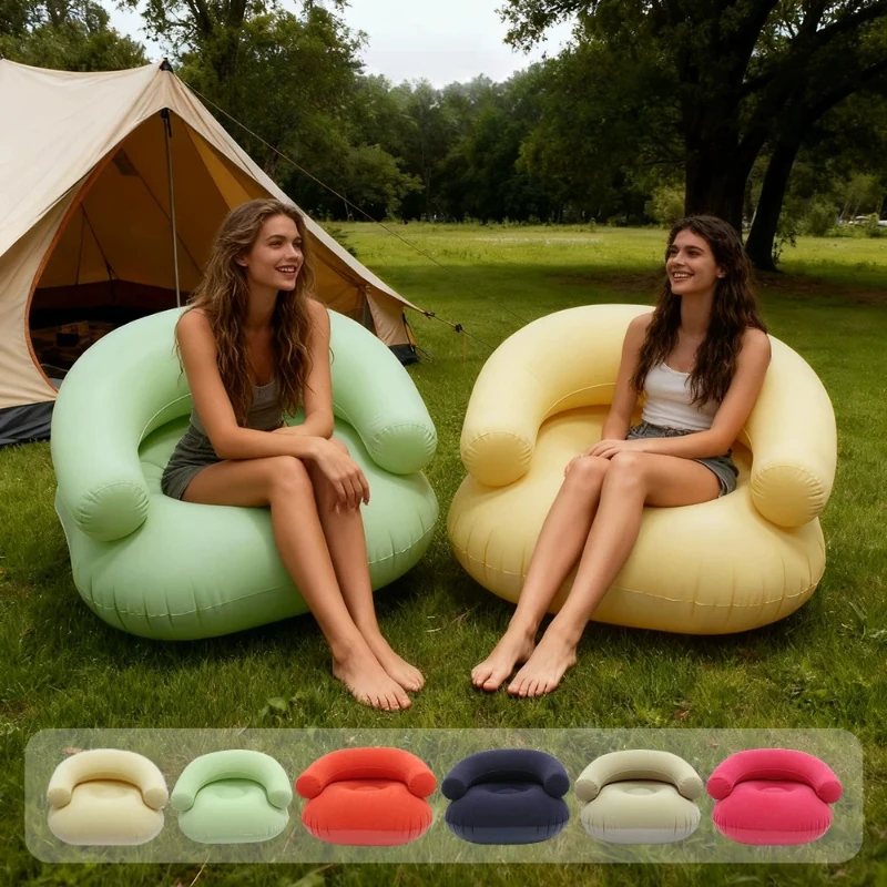 Outdoor U-shaped Inflatable Sofa Chair Portable Patio Leisure Seat Sturdy Inflatable Seatings Anti-collapse Camping Furniture