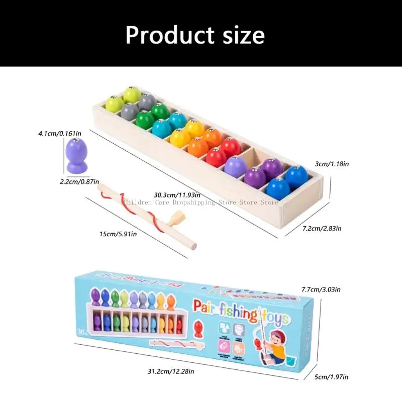 Jeu d'appariement poissons en bois naturel, éducatif pour les enfants d'âge préscolaire, améliore créativité les