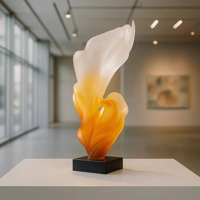 

Orange white gradual change resin hand painted art sculpture modern decoration