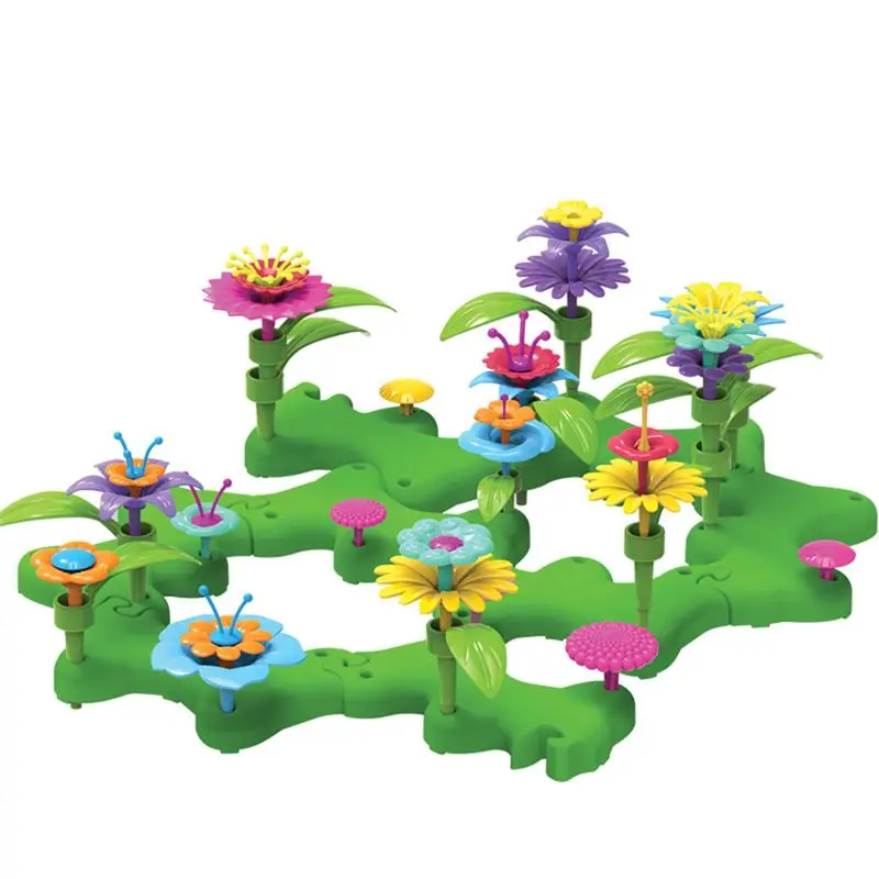 STEM Toy Flower Garden Stacking Block Plugging Puzzle Presente aniversário para crianças primárias