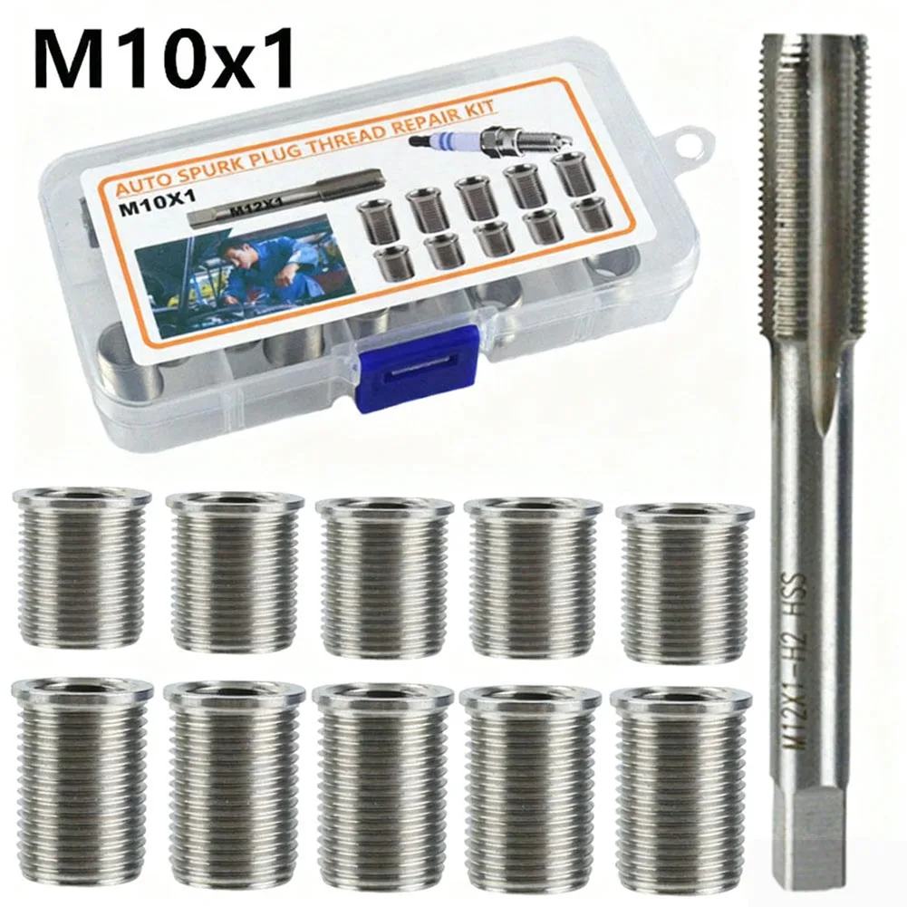 Stainless Steel M10x1.0 Thread Repair Kit Insert Tap Tool For Engine Cylinder Hole Fixing Workshop Equipment