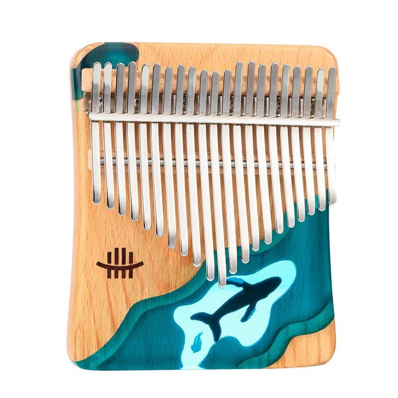 Hluru 17/21 Key Kalimba Ocean Blue Whale And Jellyfish Pattern Design Flat Board Thumb Piano Instrument Musical Birthday Gifts